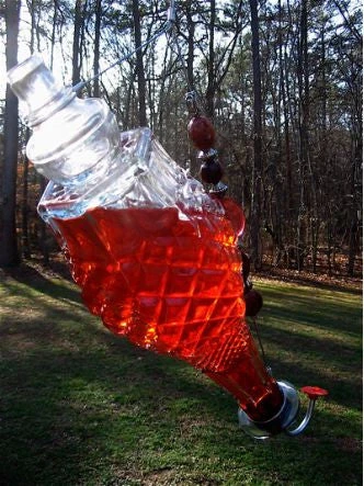 Cut Glass Hummingbird Feeder