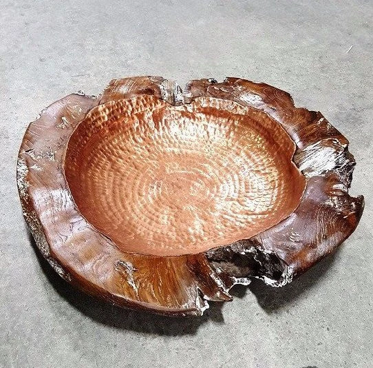 Copper Lined Teak Bowl