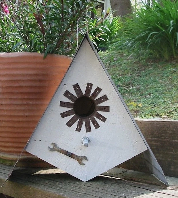 A-Frame Vintage Spark Plug Birdhouse