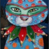 Mardi Gras Cat Art Tile 8x12