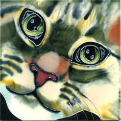 Close-Up Ceramic Cat Tile-2 Sizes