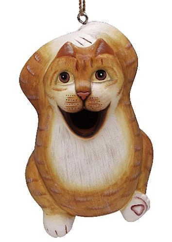 Chillin' Orange Tabby Wood Birdhouse - Image 2