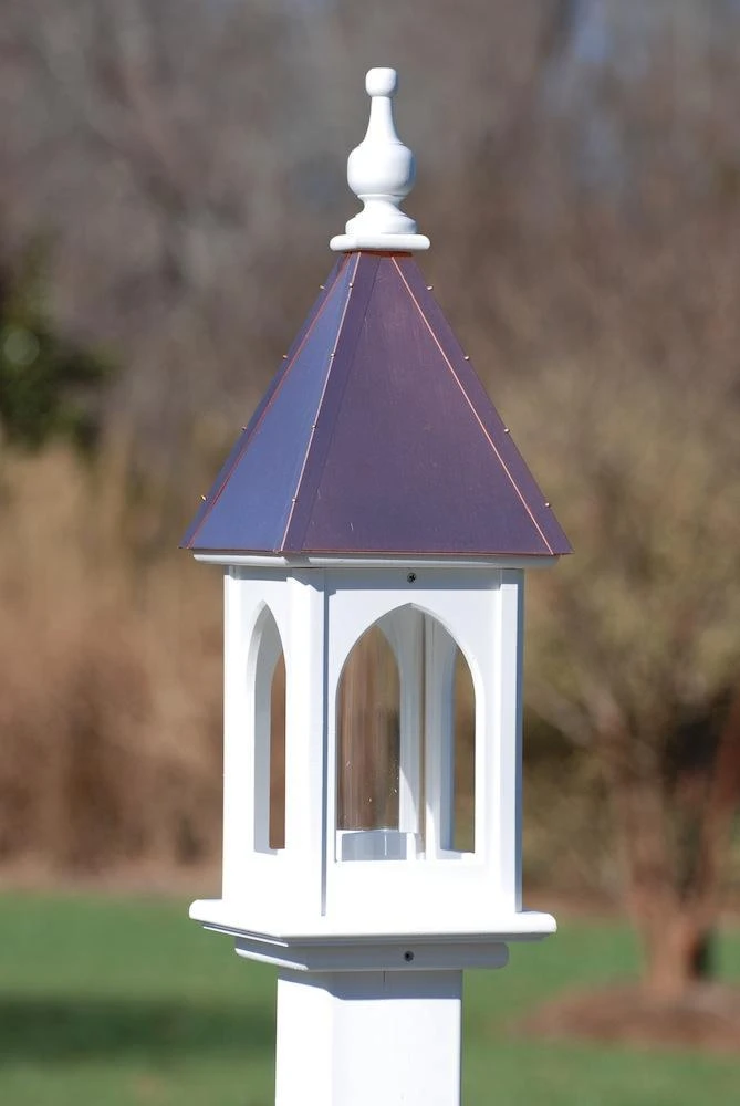 Copper Roof Bird Feeder Post-Mount - 28x8