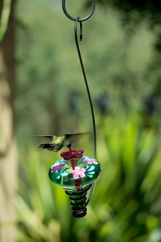 Hand Painted Glass Hummingbird Feeder - Image 2