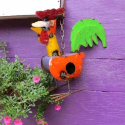 Metal Rooster Birdhouse